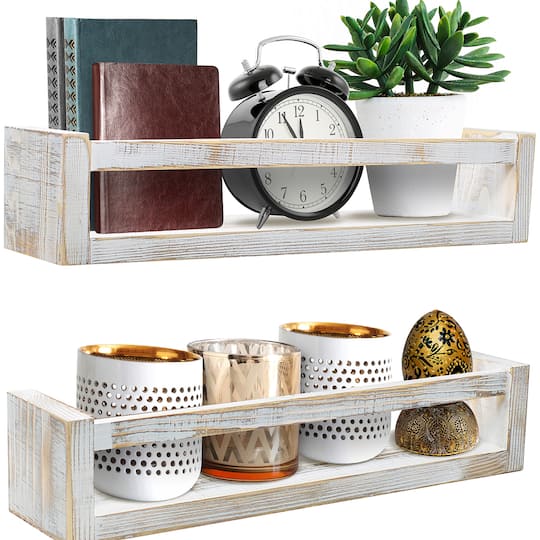 Sorbus 16" Rustic Wood Floating Shelves, 2ct.